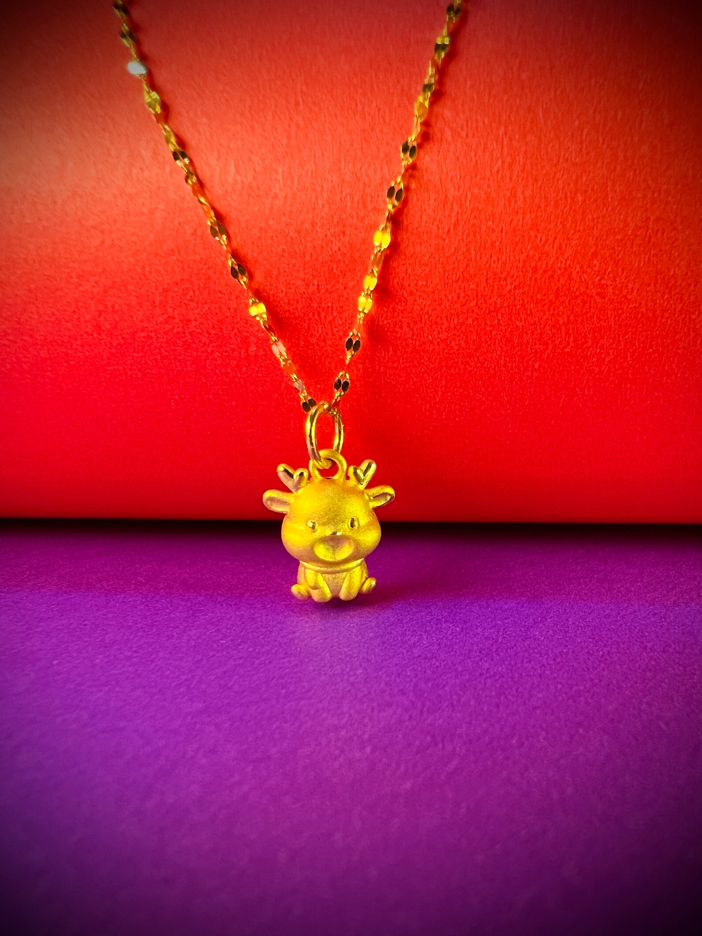 24K Pure Gold Pendant - Happy Rudolph