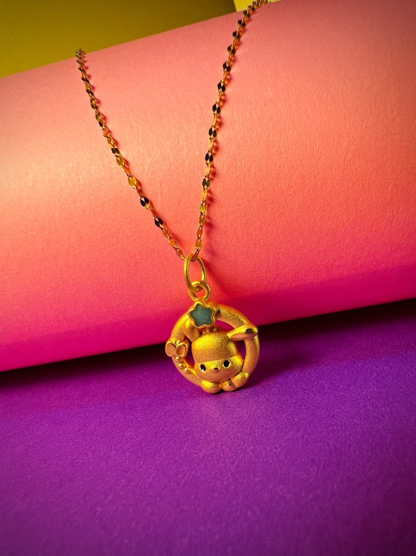 24K Pure Gold Pendant- Cute Bunny