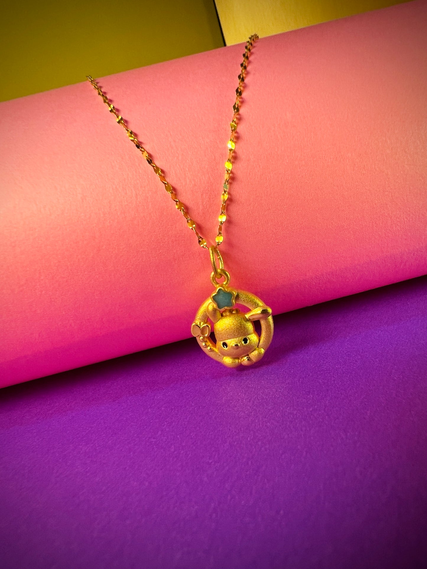 24K Pure Gold Pendant- Cute Bunny