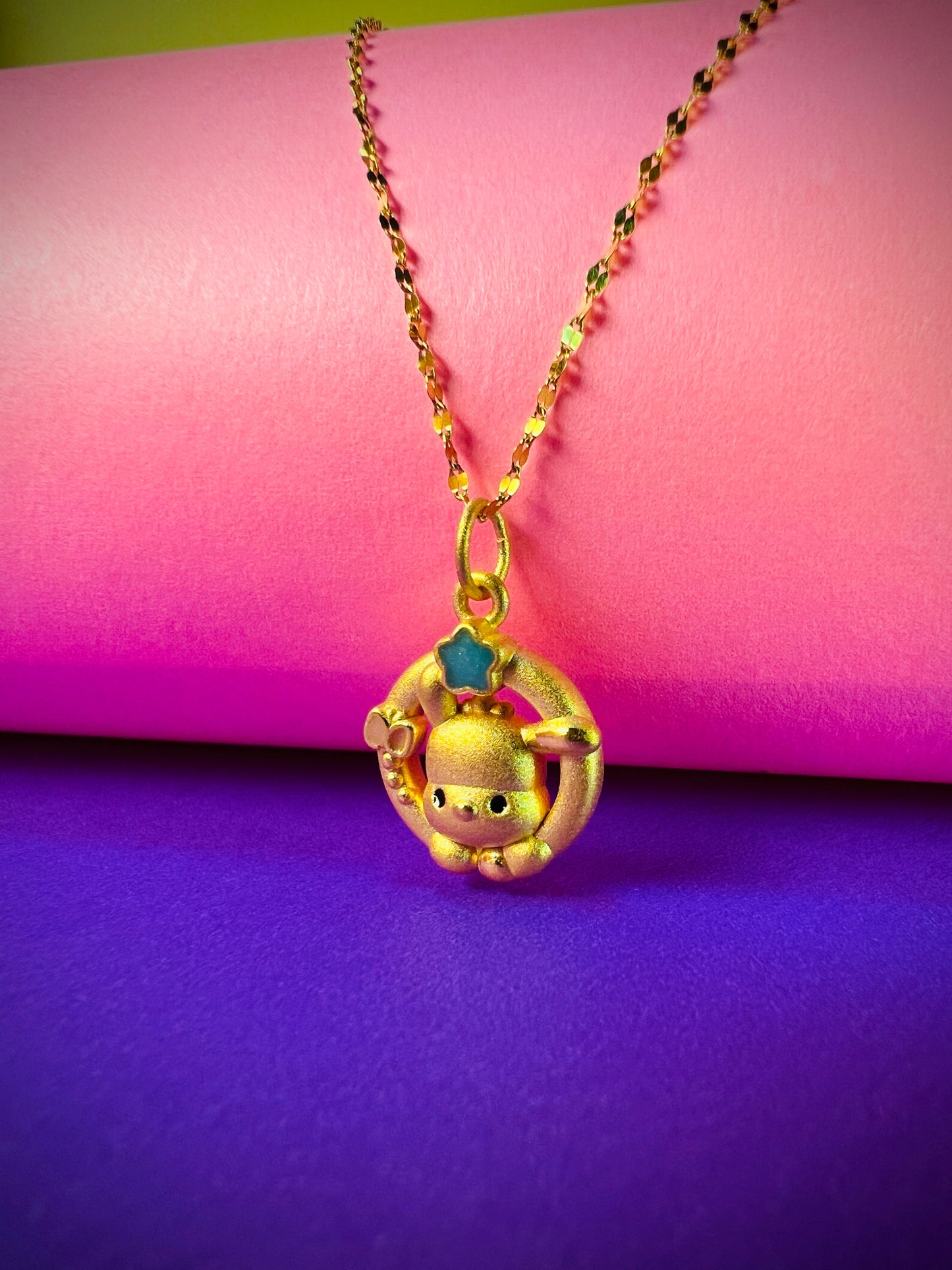 24K Pure Gold Pendant- Cute Bunny