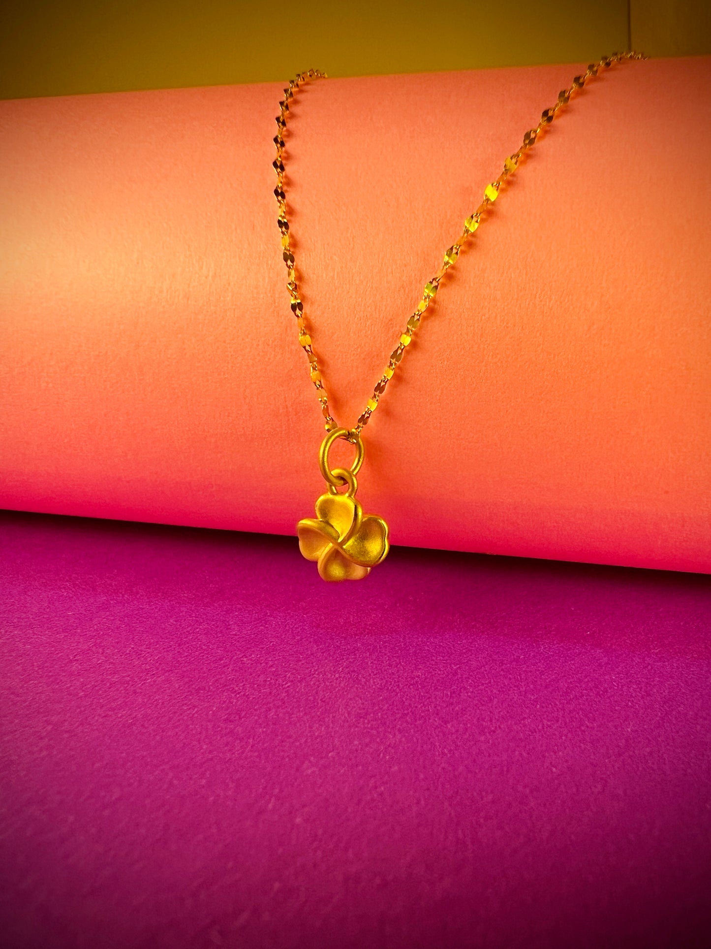 24K Pure Gold Pendant - Lucky Clover